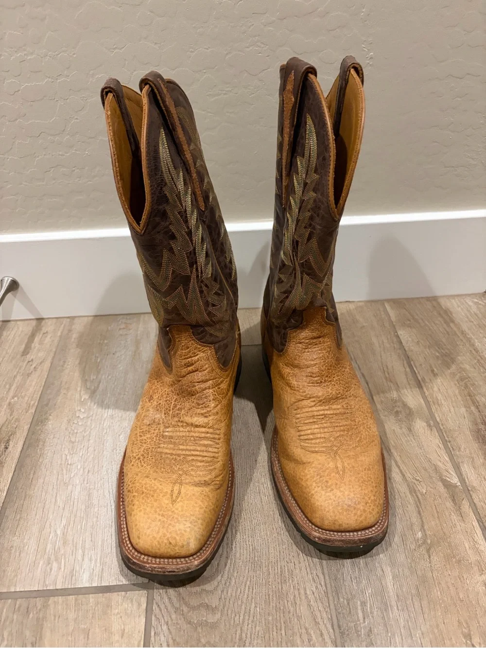 Lucchese Rudy Western Boots Caramel Brown Leather Cowboy M4091 men 11 EE